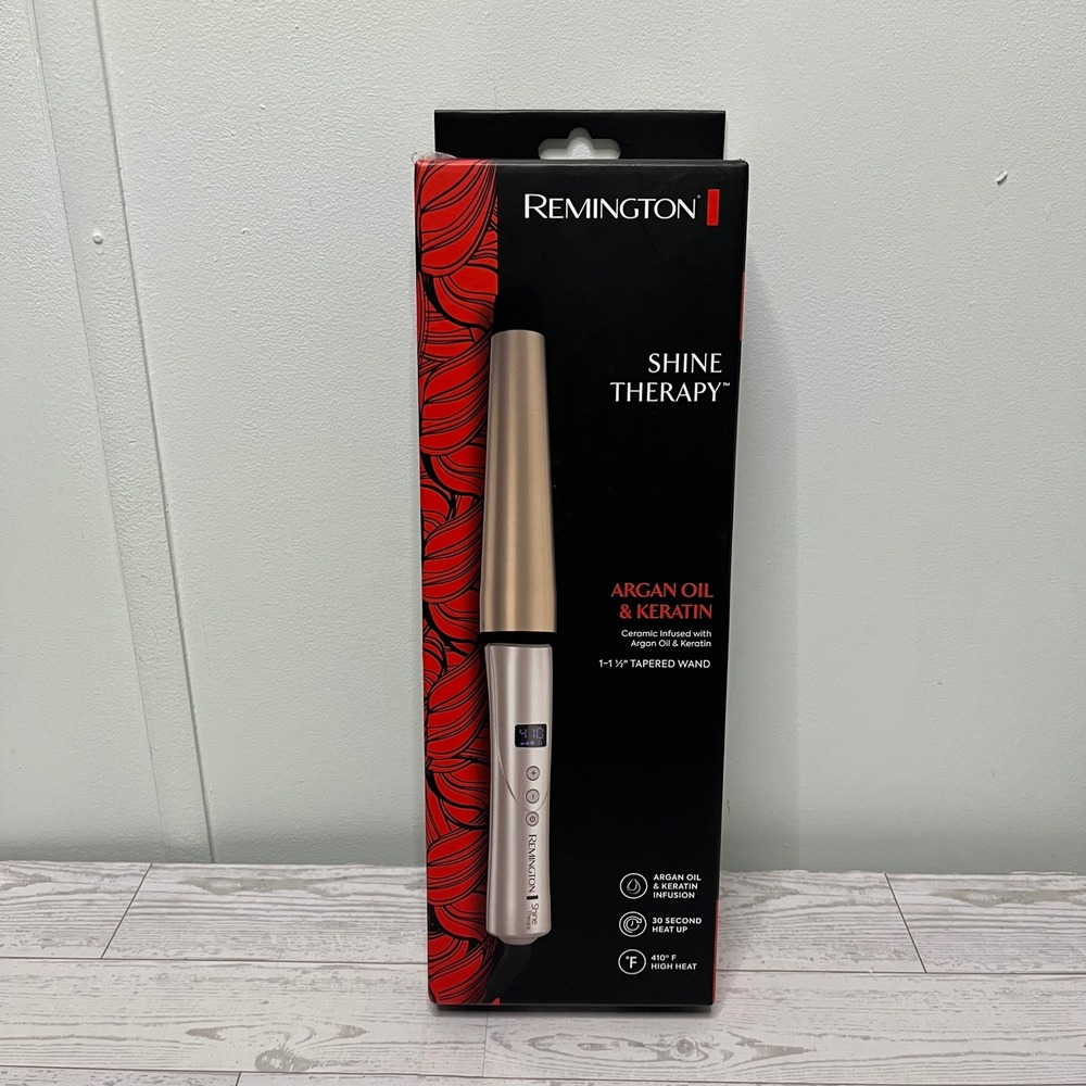 Remington Shine Therapy Argan Oil Keratin Tapered Curling Wand 1-1.5in Open Box